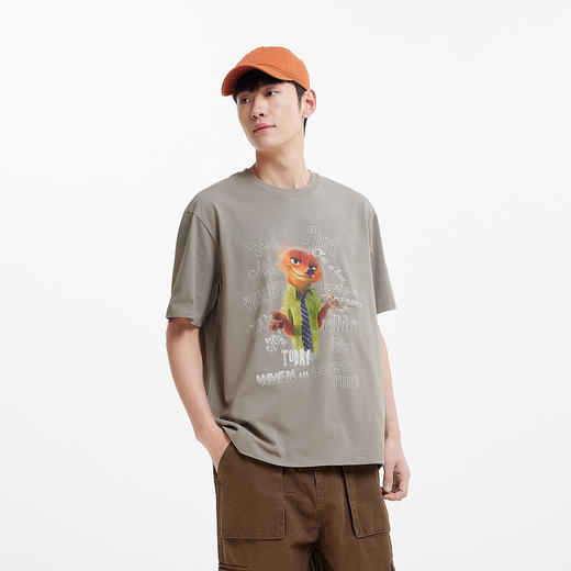 凉感T|森马疯狂动物城短袖T恤男夏季抑菌复古卡通印花宽松针织衫 商品图2
