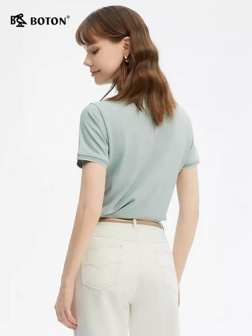 [7A抗菌]波顿夏季女士翻领纯色Polo短袖T恤，清爽利落穿出松弛有度LT326225 商品图3