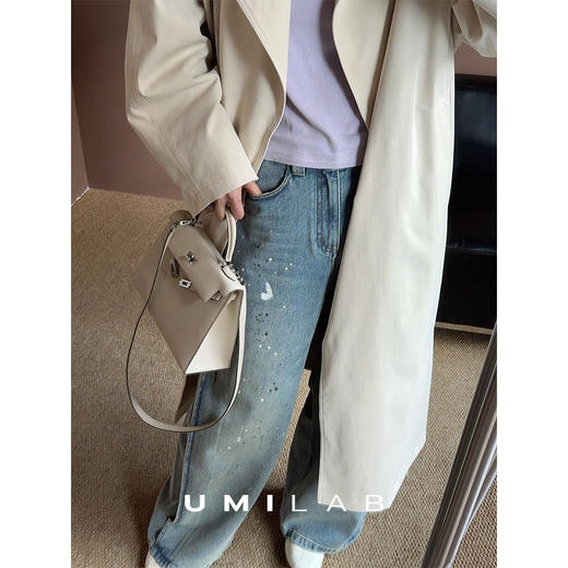 UMILAB｜艺术家*随性泼漆四维工艺100%赛络纺棉藏肉直筒牛仔裤BP1338V 商品图3