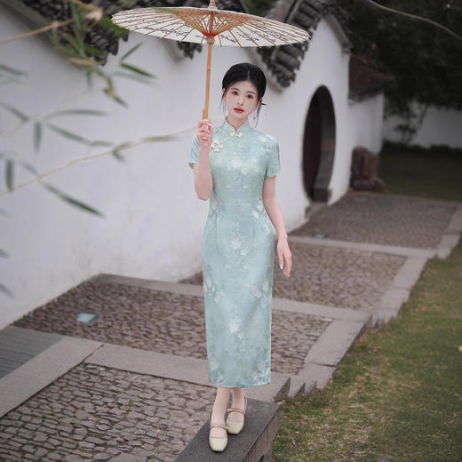 日常修身高腰气质长款，年轻款复古改良旗袍XL1229 商品图2