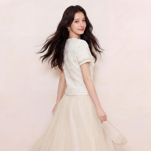 奢姿大码女装2026新款胖妹妹夏季蕾丝镂空花边上衣小香风短袖衬衫9962254519 商品图3