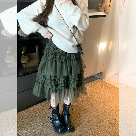 西遇高级感气质网纱半身裙女2026年春季新款高腰显瘦小个子蛋糕裙SS060201 商品图3