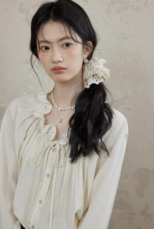 法式浪漫春日花朵领丝绵衬衫温雅舒心 商品图5