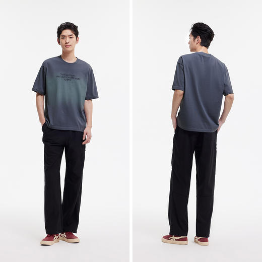 森马短袖T恤男夏季立体字母绣花细腻针织衫潮流圆领上衣时尚休闲 商品图4