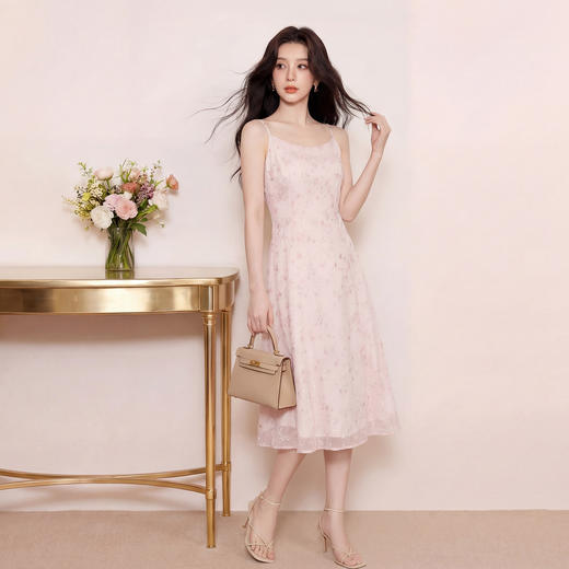 奢姿大码女装2026夏季胖妹妹时尚刺绣吊带连衣裙气质小香风长裙9962860029A 商品图3