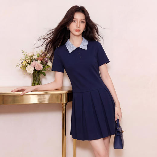 奢姿大码女装2026夏季胖妹妹时尚格纹学院风连衣裙气质通勤长裙9962872009 商品图1