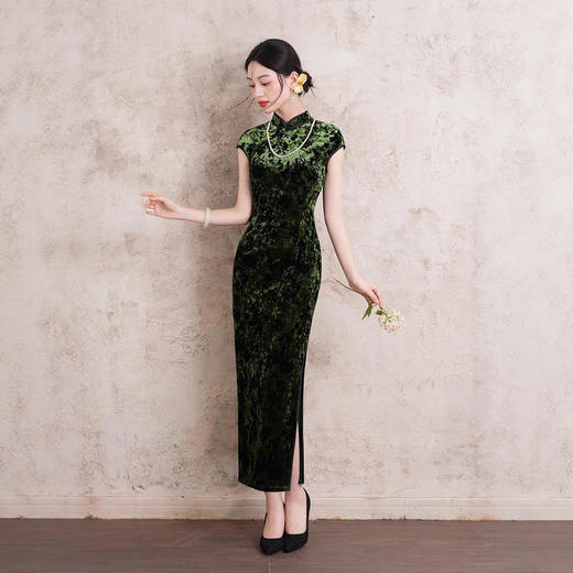 老上海民国风，复古丝绒旗袍XL1678 商品图4