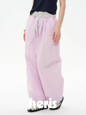 heris/H61118/彩色轻薄气球裤 波点翻腰头两穿