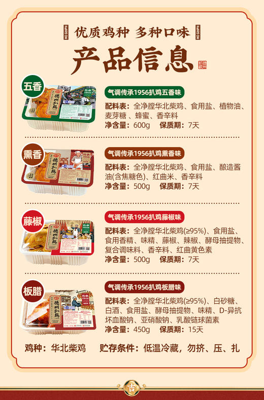 【鲜扒鸡】气调传承1956扒鸡 五香/熏香/藤椒/板腊任选 单只/2只装 顺丰包邮 不接受7天无理由退货拒收 商品图1