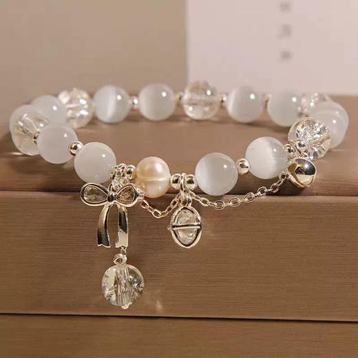 新款中式白水晶蝴蝶结猫眼石手链手串-纪念日百货门店同款159219522 商品图4
