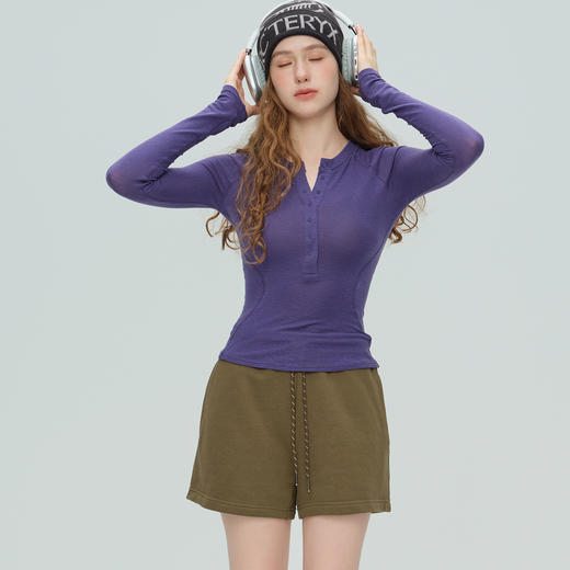 唤醒身心~天丝莱赛尔天奴丽丝羊毛运动瑜伽休闲纽扣健身长袖上衣 柔软有质感 商品图1