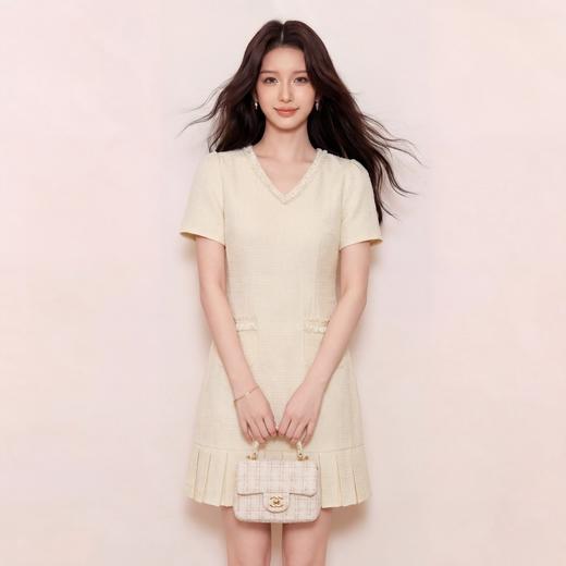 奢姿大码女装2026夏季减龄粗花小香风连衣裙胖妹妹百褶时尚裙子9962894571 商品图4