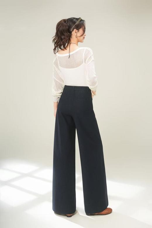 藏青直筒弯刀裤 商品图4