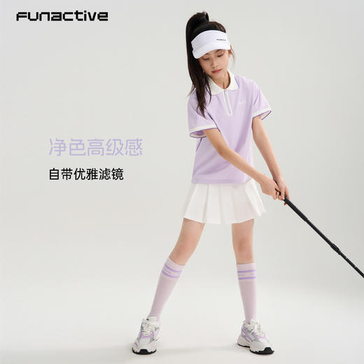 funactive男女童polo衫夏季翻领运动网球羽毛球服儿童短袖T恤上衣F1UT30359 商品图2