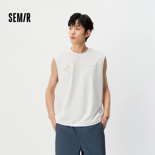 森马背心男夏季无袖圆领针织衫2026新款撞色渐变印花上衣速干防晒 商品图1