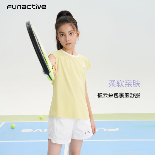 funactive女童运动背心儿童防晒透气无袖T恤轻薄网球羽毛球上衣F1UB10236 商品图3