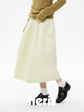 heris/H61123/“空气感”苹果绿优雅缎面 立体造型花苞裙