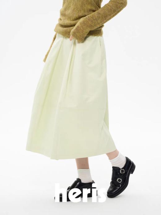 heris/H61123/“空气感”苹果绿优雅缎面 立体造型花苞裙 商品图0