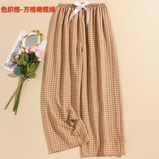 棉绸阔腿格子裤舒适透气12526903 商品图1