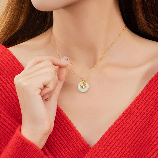 十二生肖纯银925和田玉项链，本命年平安扣锁骨链马上有钱D0879 商品图2