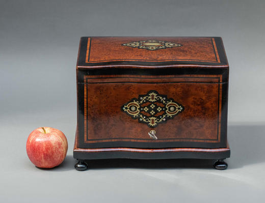 独角鹿西洋古董1850-1870年代法国拿破仑三世时期出品母贝金属贴片修饰精雕实木多层雪茄盒 商品图2