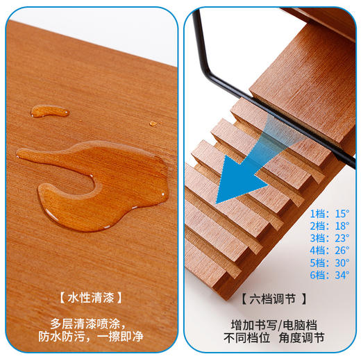 【解放双手❗️成人木质阅读架】开启不一样的阅读体验，抬头闭读,脖子不前倾,跟颈部疲劳说 BYE~BYE~多功能可升降读书写字板平板电脑支架L 商品图3