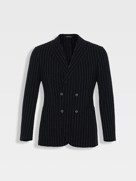 callisto黑色条纹丝羊毛混纺西服 商品图0