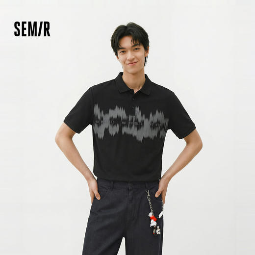 森柔棉|森马POLO衫男夏季纯棉字母绣花上衣时尚晕染印花针织短袖 商品图1