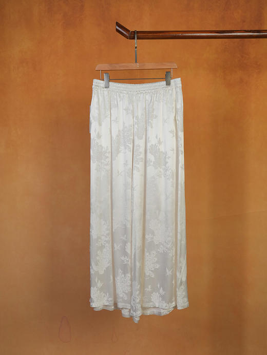 2022夏季凉爽中式醋酸柔软顺滑提花阔腿裤B220331 商品图4