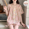 【自带胸垫】公主风睡衣女夏季薄款带胸甜美碎花短袖短裤宽松可外穿家居服套装。rh 商品缩略图0