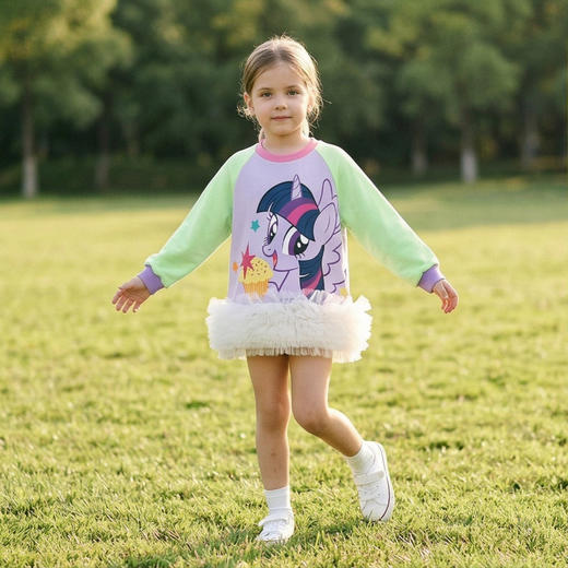 小马宝莉联名年衣童装卫衣春季新款女童小马宝莉春季拼接花边卫衣N1261008A06 商品图2