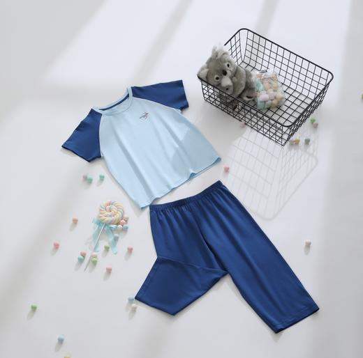 【天丝棉】舒雅童装男童短袖七分裤家居套装  64%莱赛尔 27.4%棉 8.6%氨纶 3B/26373H 商品图4