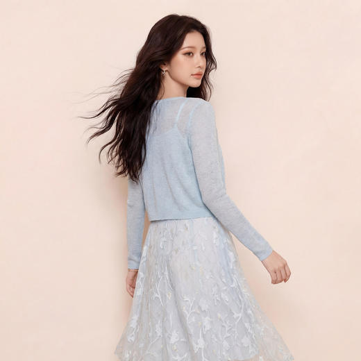 奢姿大码女装2026夏季胖妹妹时尚蝴蝶结V领针织开衫气质减龄9862354583A 商品图3