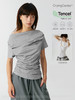 CryingCenter 凉感系列斜肩短袖露肩褶皱凉感上衣 哭喊中心 商品缩略图1