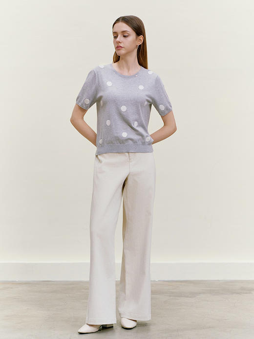 【圆点印花针织套衫】26年春夏新品女士棉质短袖针织薄套衫 商品图2