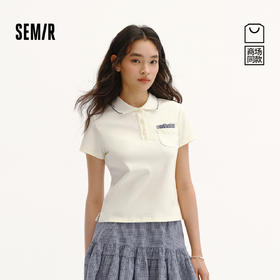 商场同款|森马POLO衫女夏季修身拼接格纹2026新款温柔小个子衣服