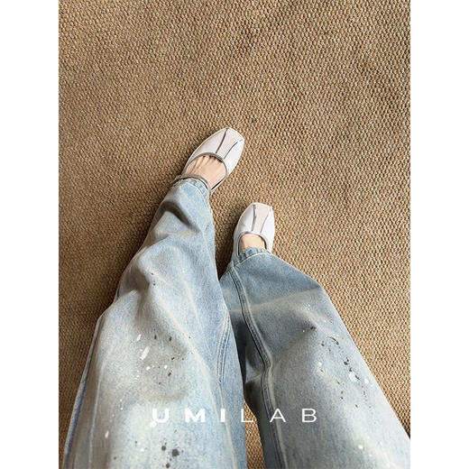 UMILAB｜艺术家*随性泼漆四维工艺100%赛络纺棉藏肉直筒牛仔裤BP1338V 商品图4