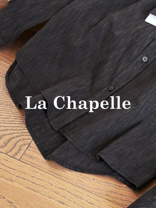 专柜实拍【亚麻+棉/透气舒适】拉夏贝尔/La Chapelle轻奢质感复古翻领排扣别致压皱气质老钱风长袖衬衣 商品图8
