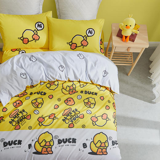 LOVO  VSTT581小黄鸭   鸭鸭捉迷藏床品四件套 商品图2