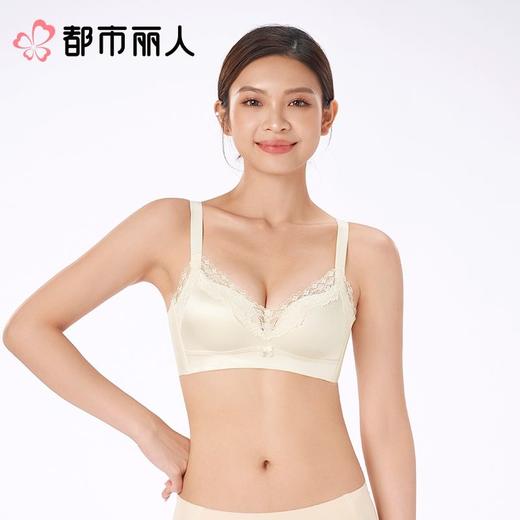 都市丽人内衣B杯薄文胸蕾丝+泳布内衣3/4杯内衣聚拢升杯内衣三排四扣无钢圈YBC1A5 商品图1