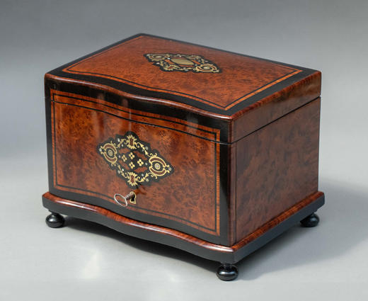 独角鹿西洋古董1850-1870年代法国拿破仑三世时期出品母贝金属贴片修饰精雕实木多层雪茄盒 商品图3