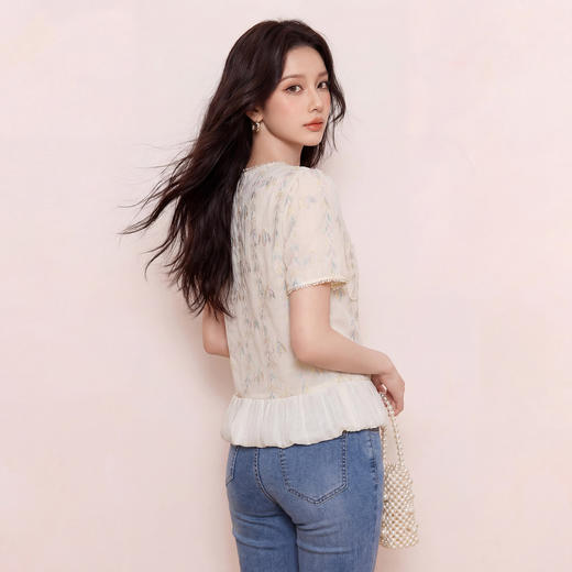 奢姿大码女装2026夏季胖妹妹时尚碎花刺绣上衣气质甜妹轻社交小衫9962294593 商品图3