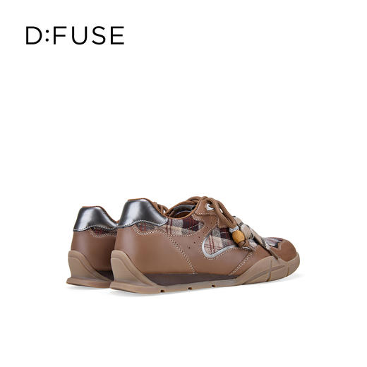 Dfuse迪芙斯2026春季新款反绒皮格纹拼接双鞋带复古德训鞋运动鞋DFE1112137 商品图8