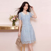 奢姿大码女装2026夏季胖妹妹时尚蕾丝珍珠领连衣裙气质显瘦长裙9962894509 商品缩略图1