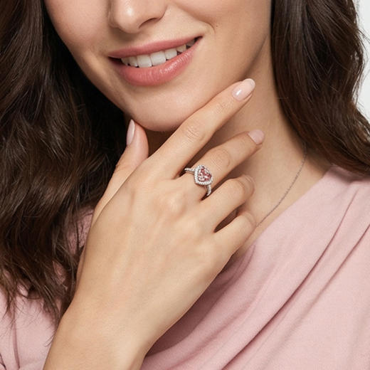 ShiningHouse[培育] 粉钻系列 18k金钻石戒指 心形1克拉钻人工真钻人造钻石K金戒指时尚钻石戒指卓越匠心奢耀臻献【此商品不支持7天无理由退货退款】预计3日发货，ZDR01149S-100 商品图4