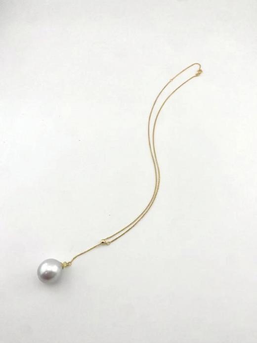 【挚友限定】y字链 18k金水滴澳白珍珠项链 13-14mm 商品图3