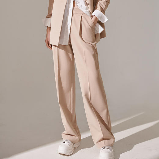 剩S/M/L 芳外新款时尚通勤西装裤宽松直筒显瘦阔腿裤女8I23CH1077 商品图2