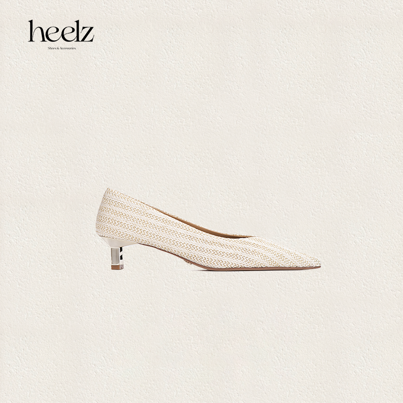 heelz设计师鞋履｜H 小猫跟V口拉菲草单鞋 4.5 公分