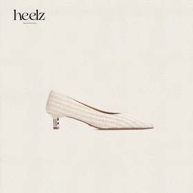 heelz设计师鞋履｜H 小猫跟V口拉菲草单鞋 4.5 公分