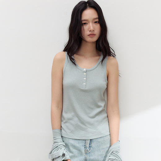 （合作款）【2026夏季新品】螺纹亚麻 · 纽扣背心yc0409008 商品图0